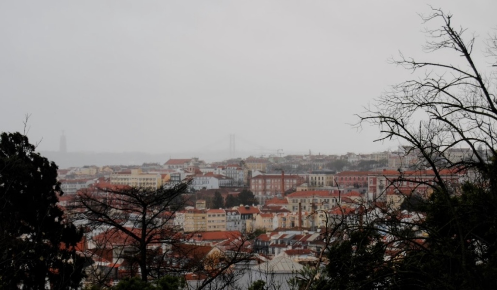 Lisbon's skyline on a rainy day