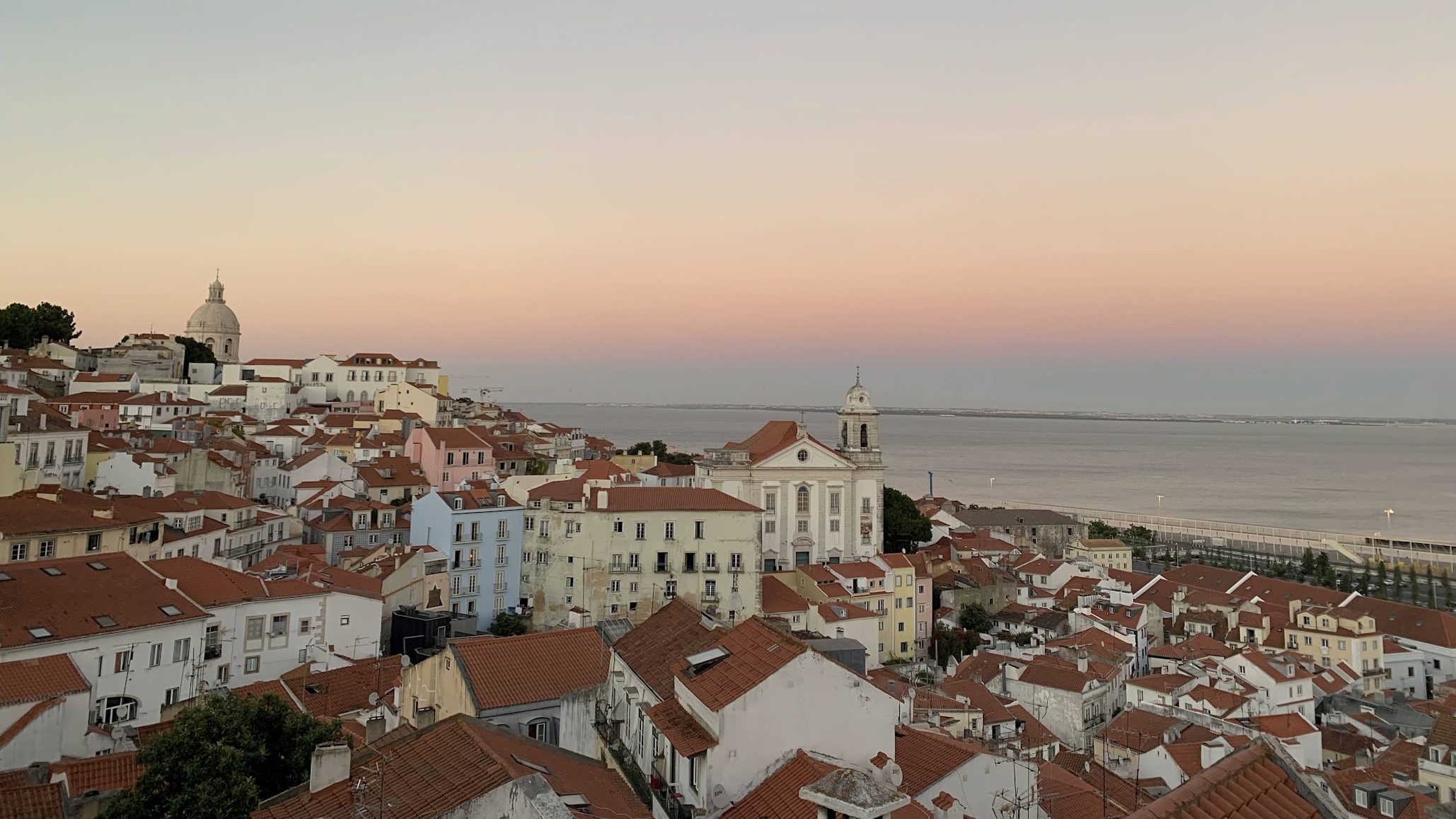 The Lisbon skyline at sunset