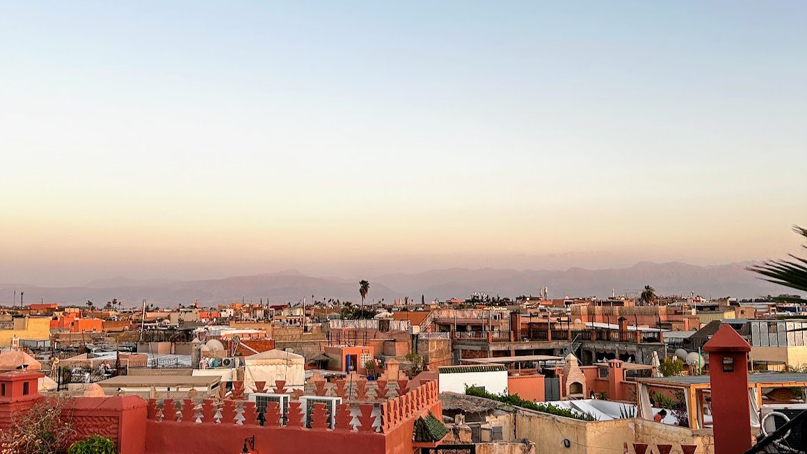 Marrakesh from above at sunset
